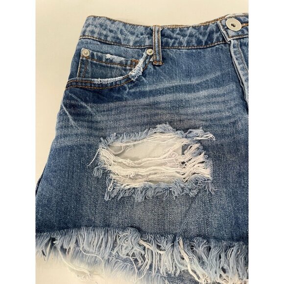 B.O.G Collective Distressed Denim Shortie Shorts Size 28 - Picture 2 of 7